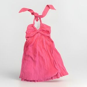 Shein Braided Halter Gauze Open Pink Mini Dress Sleeveless Size Small‎